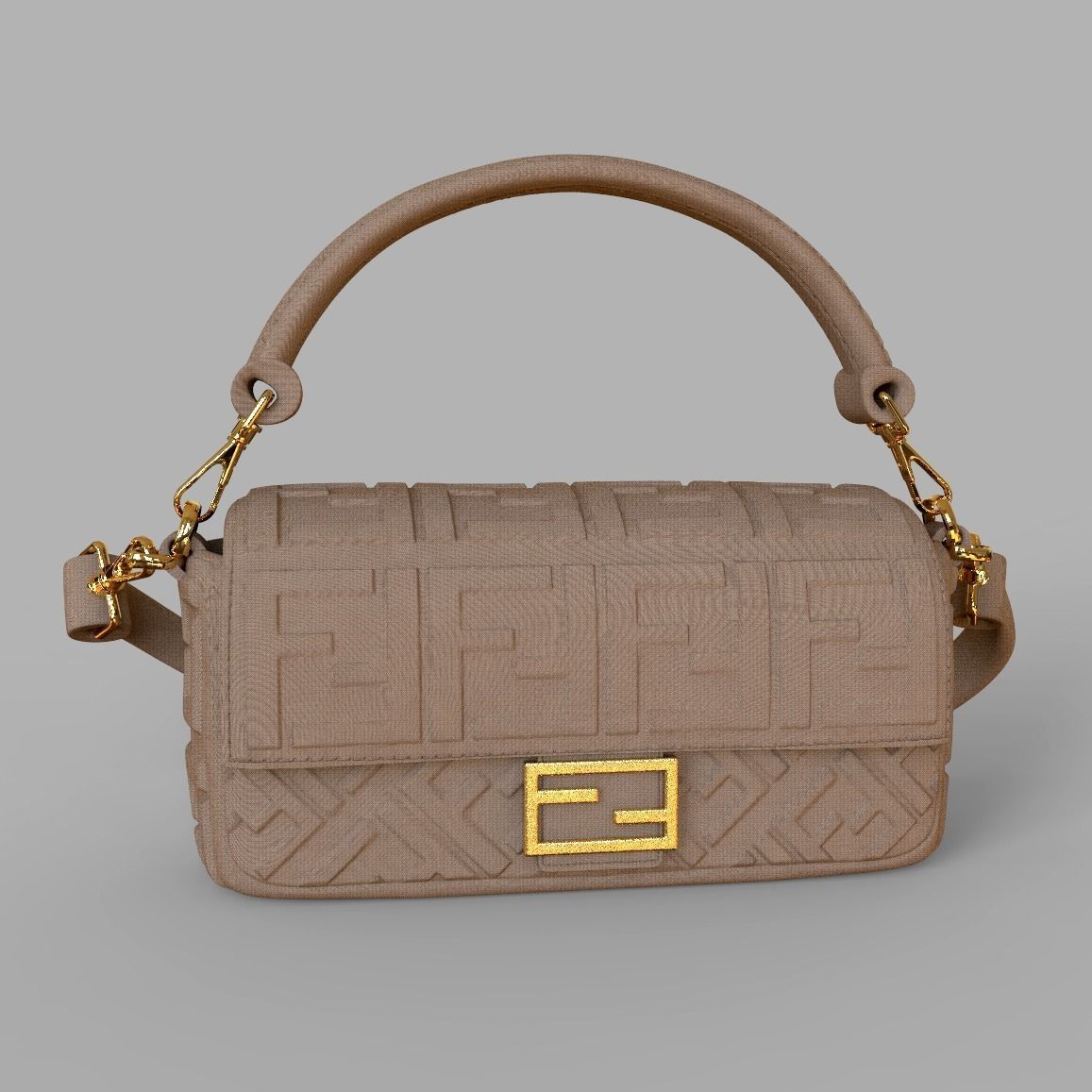 Handbag 3D model fendi leather shoulder bag 3D model_18