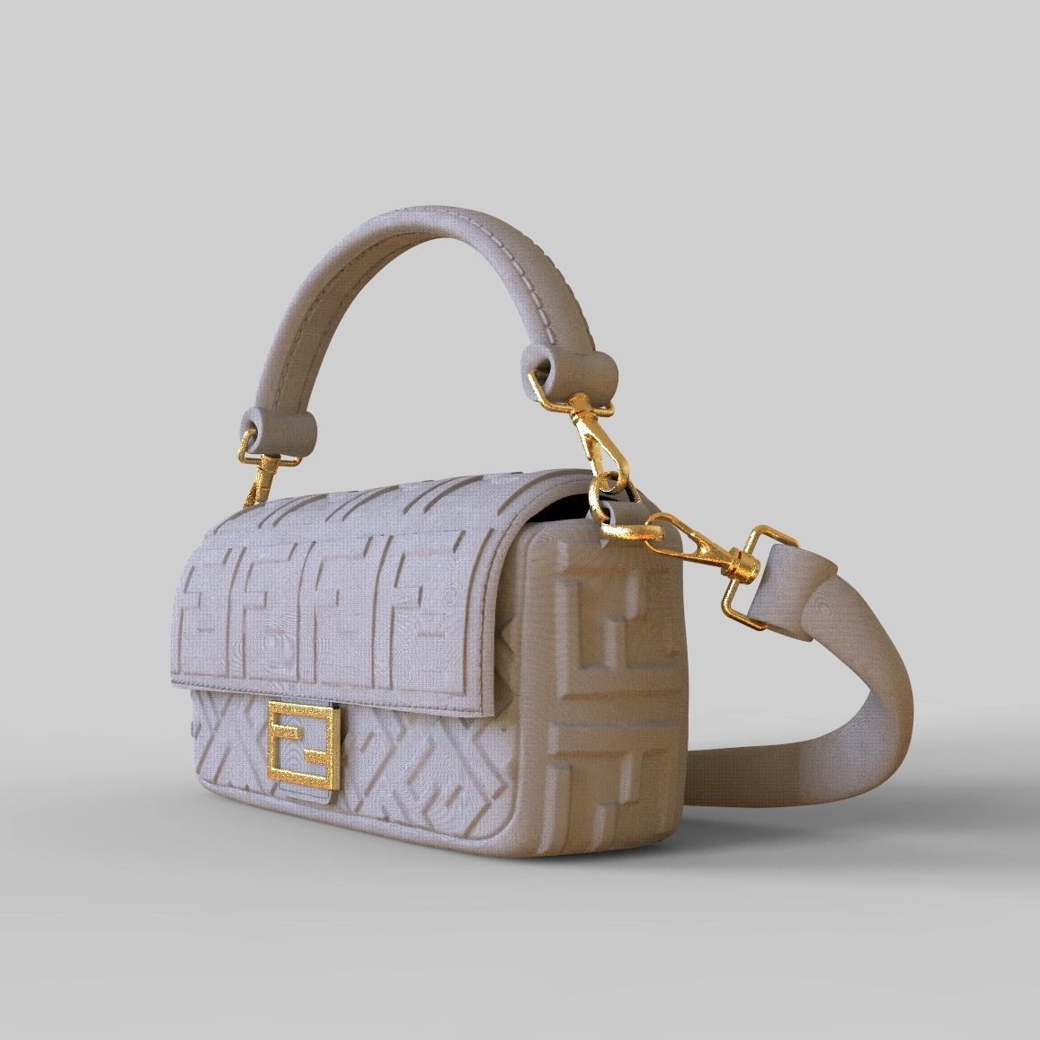 Handbag 3D model fendi leather shoulder bag 3D model_16