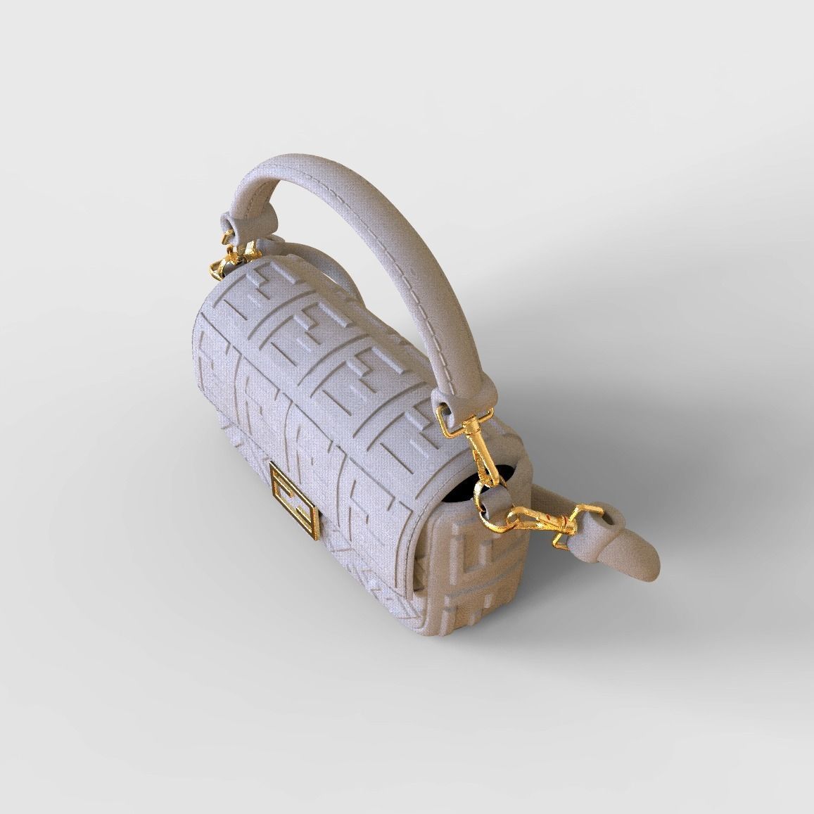 Handbag 3D model fendi leather shoulder bag 3D model_15