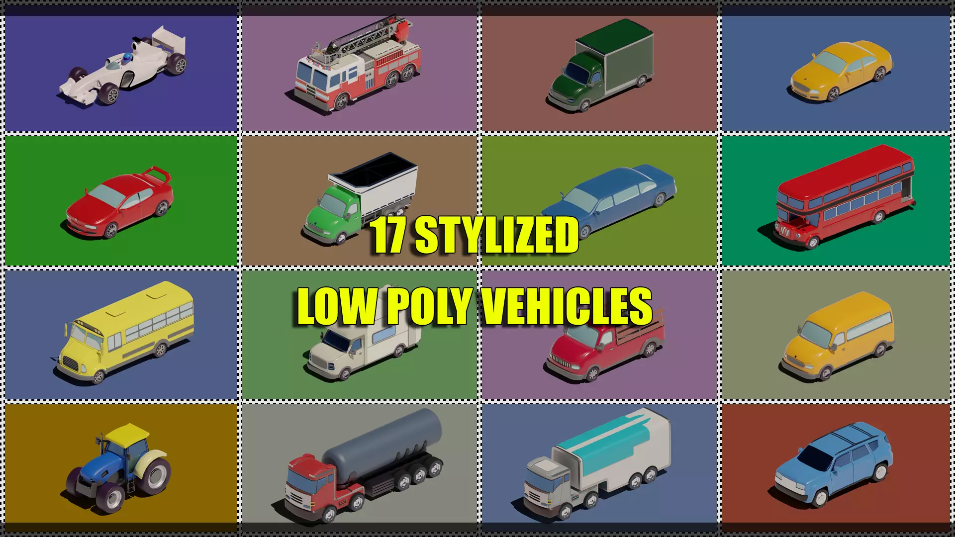 17 Low Poly Stylized Vehicles 3D Model Collection_0