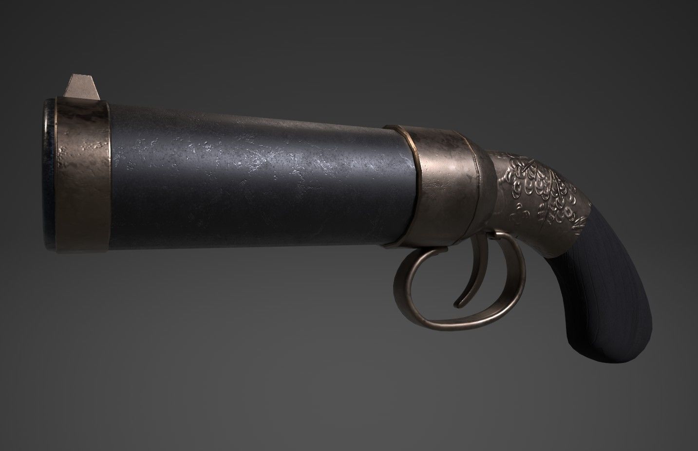 Game-ready stylized handgun Low-poly 3D model_7