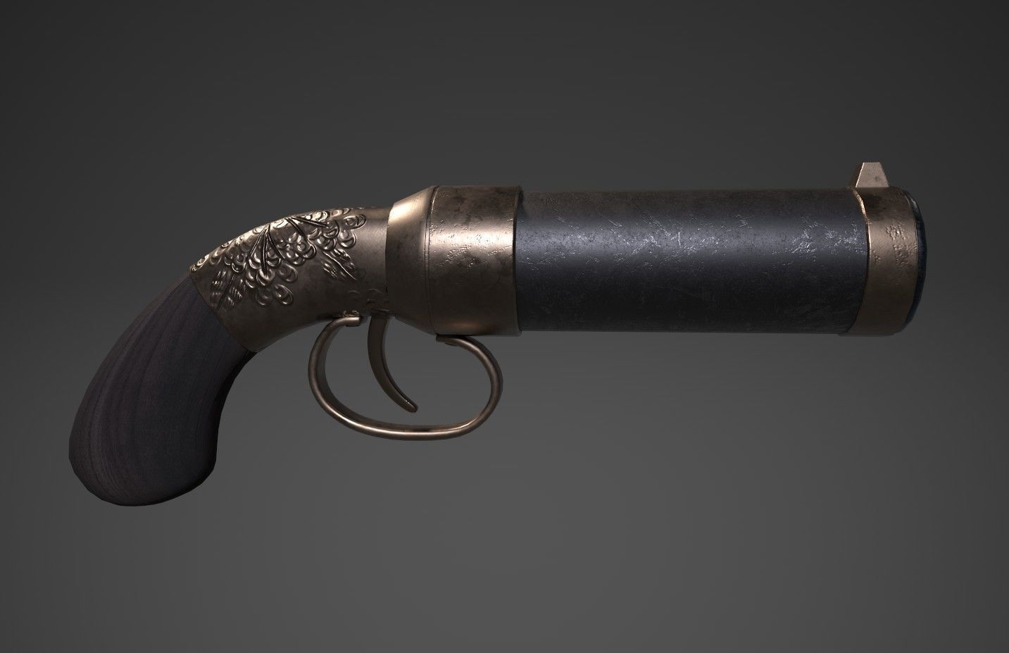 Game-ready stylized handgun Low-poly 3D model_1