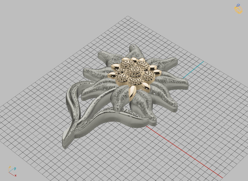 Pendant edelweiss  3D print model_10