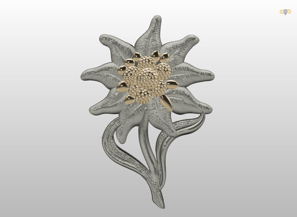 Pendant edelweiss  3D print model_9