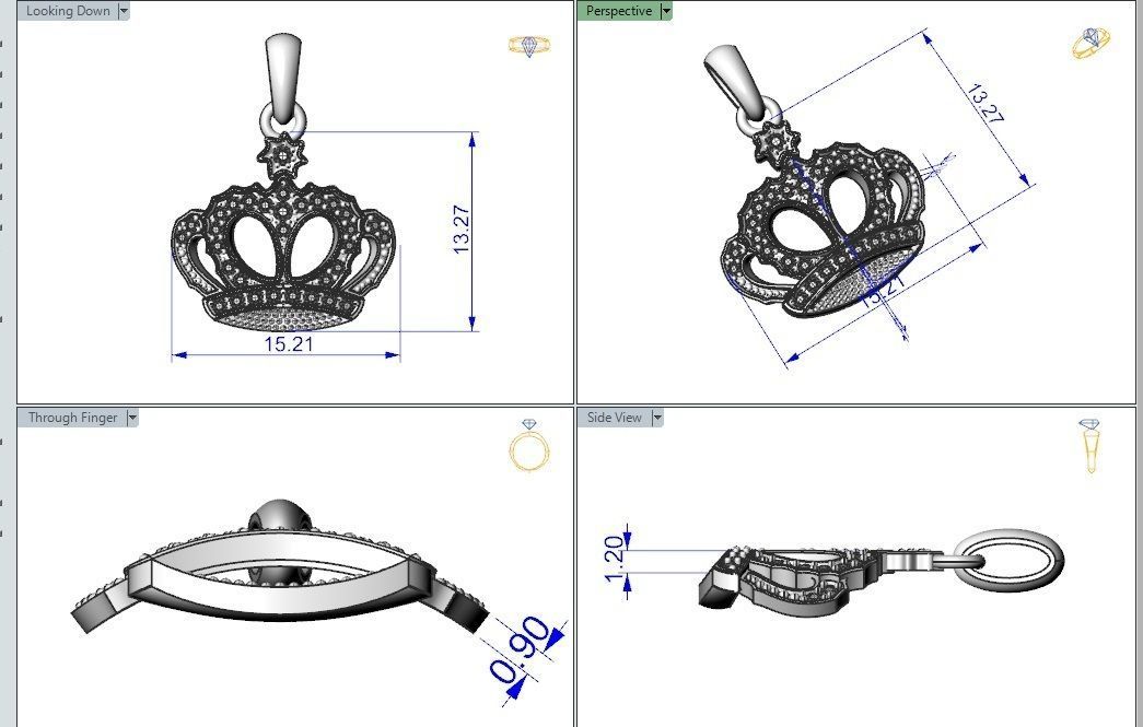 Crown Pendant  3D print model_1