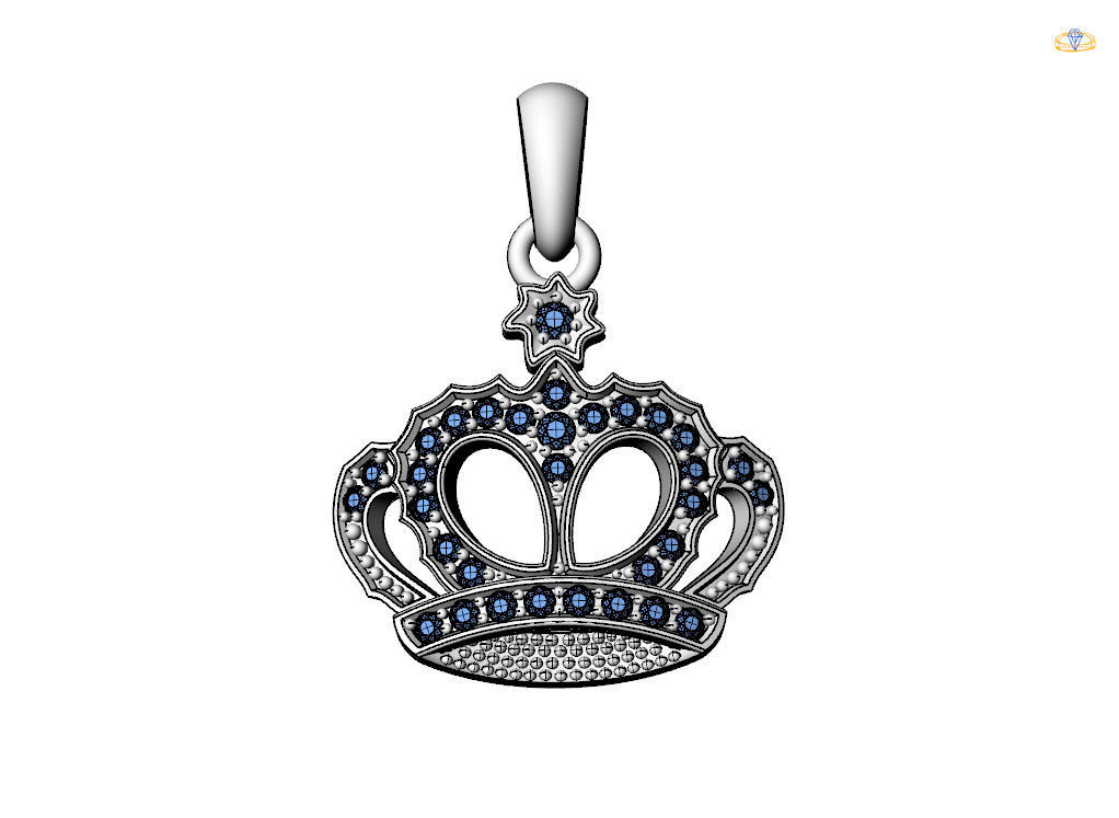 Crown Pendant  3D print model_10