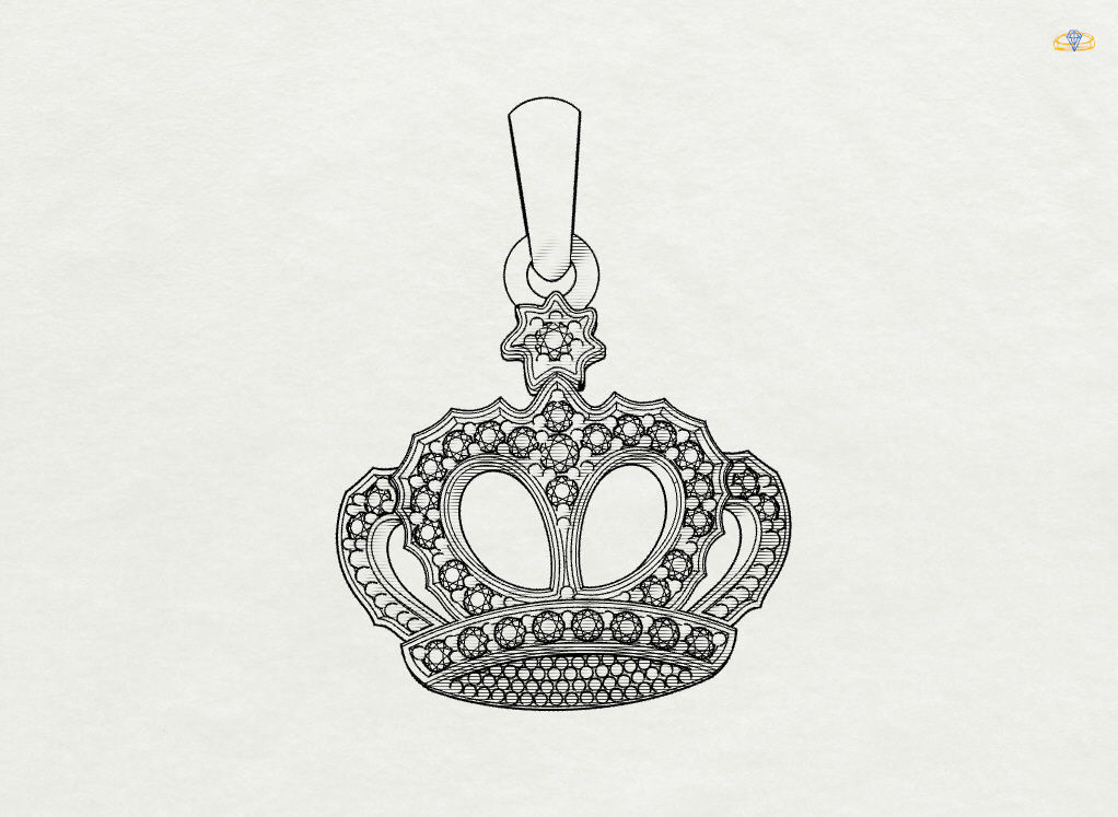 Crown Pendant  3D print model_13