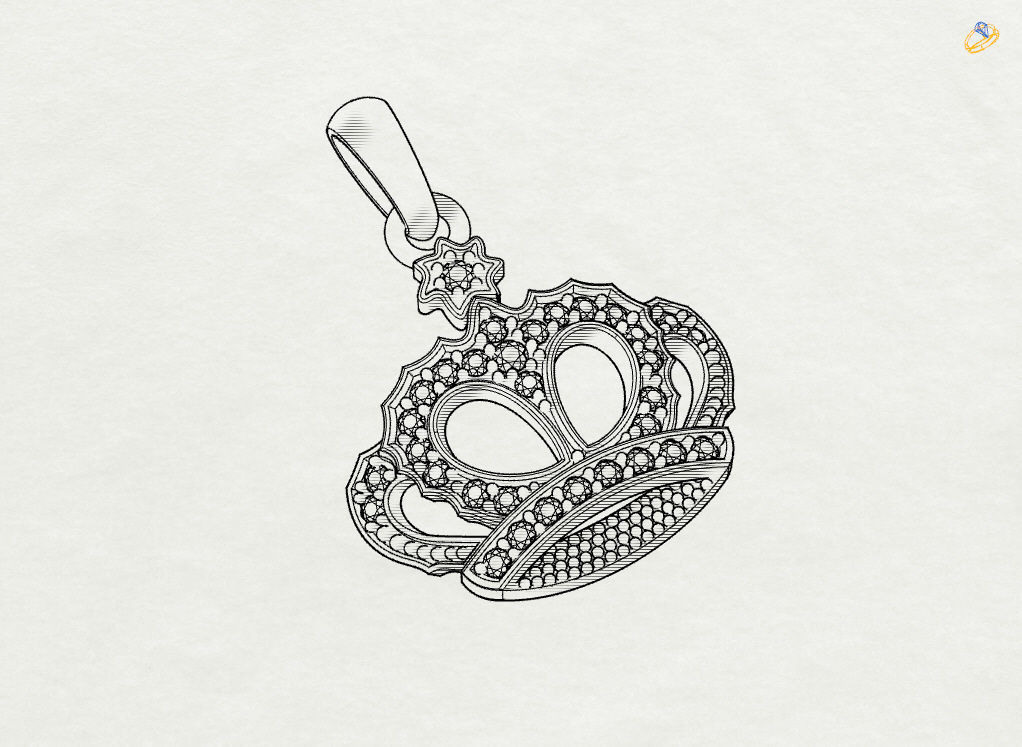 Crown Pendant  3D print model_12