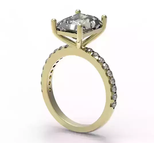 3DM Format Vintage radiant cut wedding ring