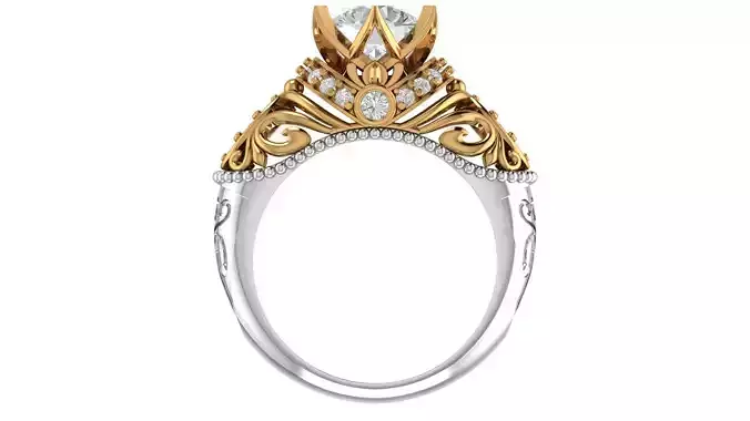 3DM Format Two tone vintage engagement ring
