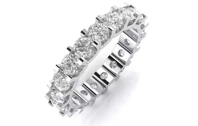 3DM Format Round cut eternity wedding band for her