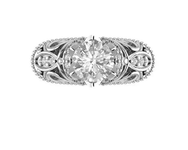 3DM Format Art deco flower band promise ring for her