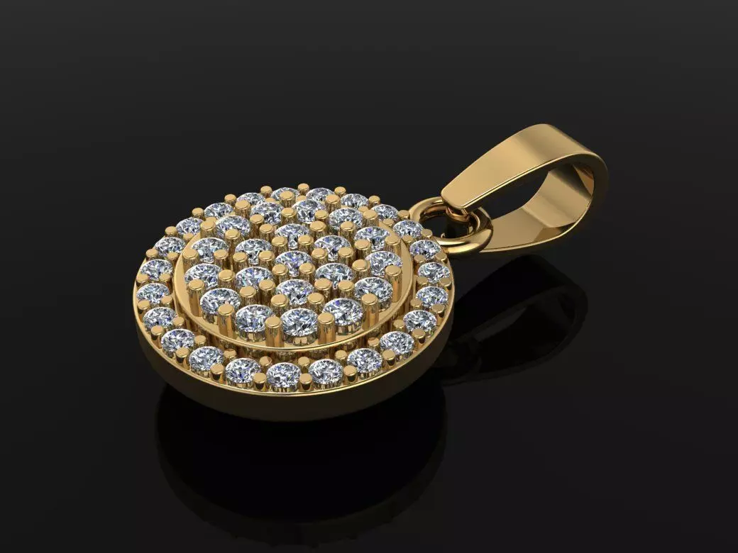 DAINTY ROUND HALO DIAMOND CLUSTER PENDANT 3D print model