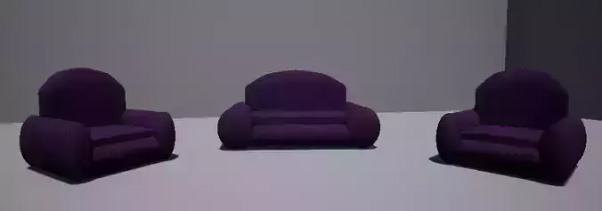 High poly pair of sofa for living room