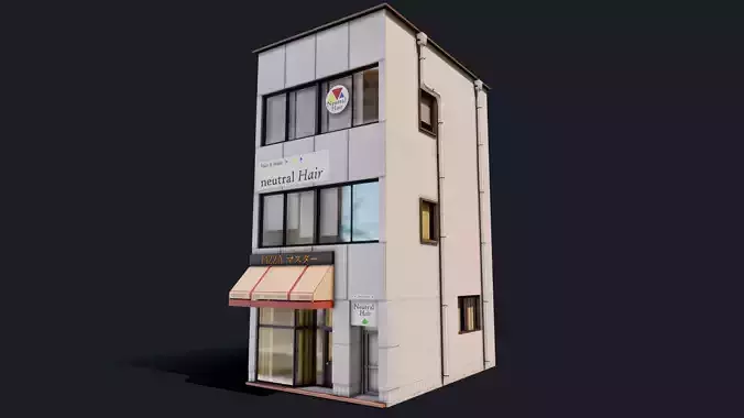 Japanese Pizza Shop Low-poly 3D model