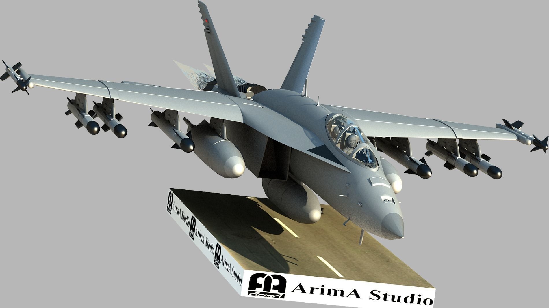 Fighter aircraft F 18 Super hornet 3D model_4