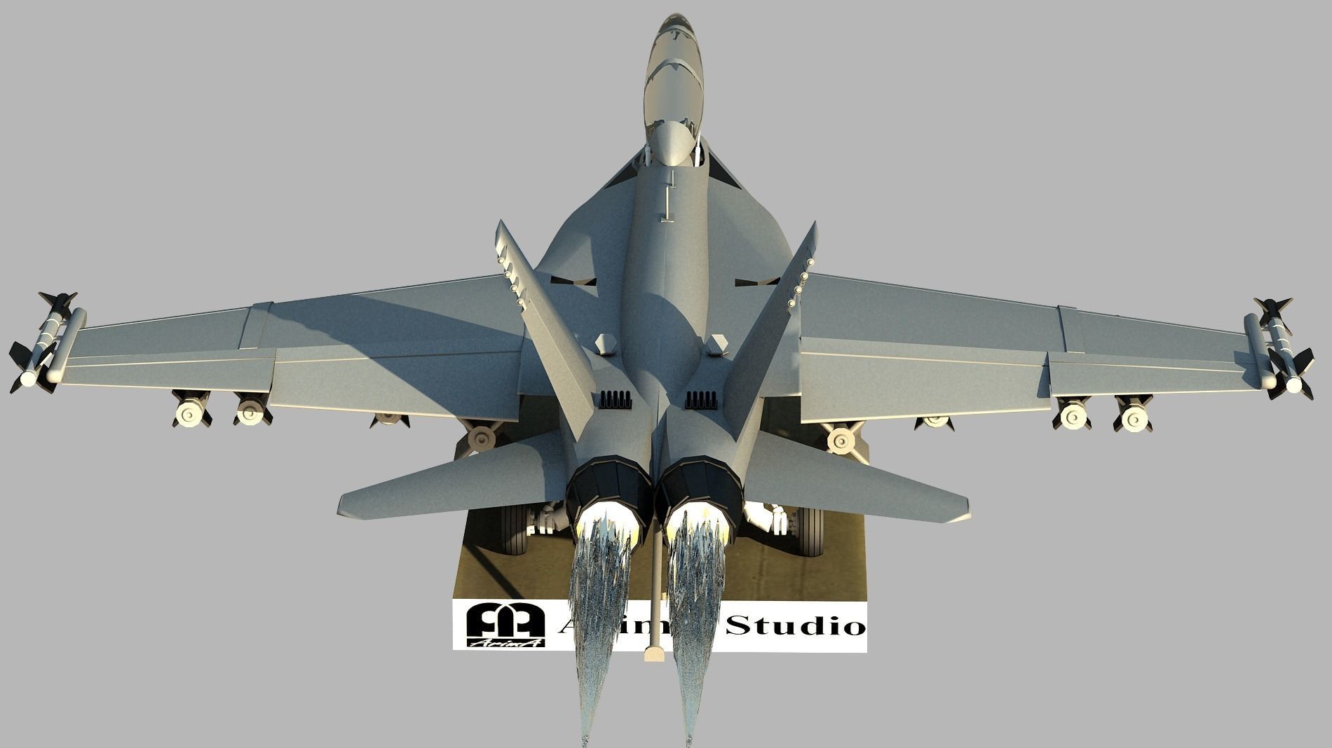 Fighter aircraft F 18 Super hornet 3D model_2
