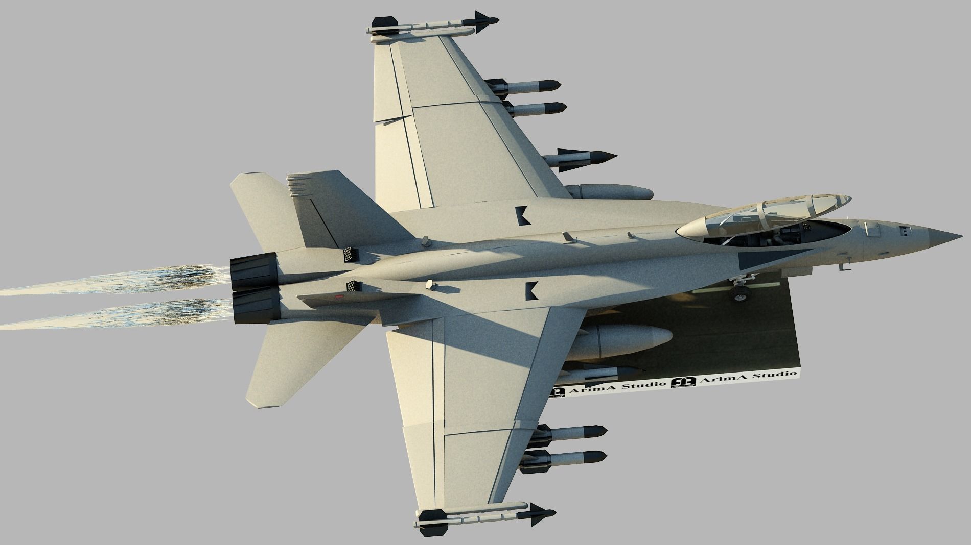 Fighter aircraft F 18 Super hornet 3D model_3