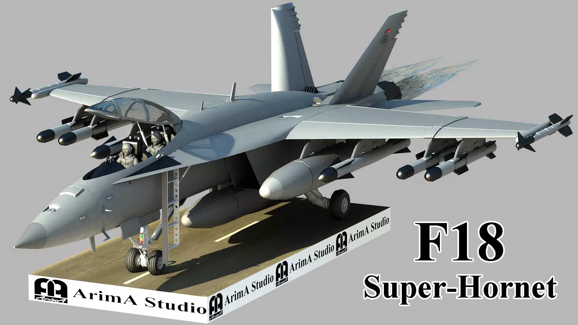 Fighter aircraft F 18 Super hornet 3D model_0