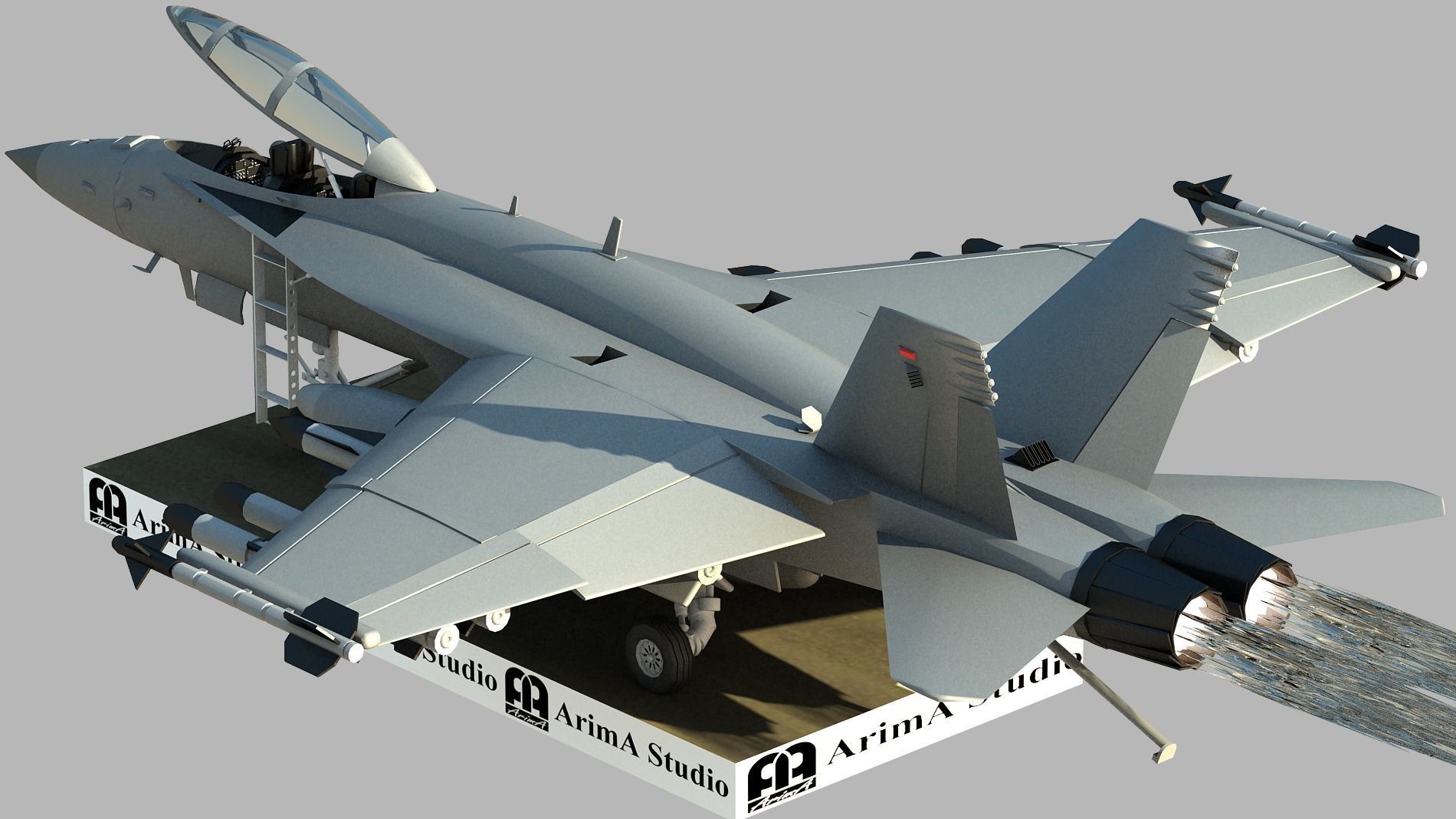 Fighter aircraft F 18 Super hornet 3D model_1