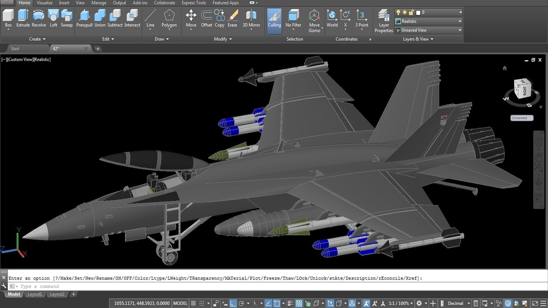Fighter aircraft F 18 Super hornet 3D model_5