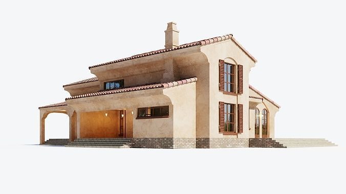 Spanish Colonial Villa 3D model 5