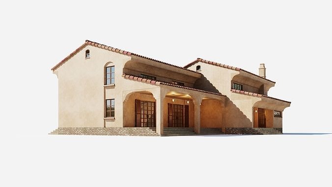 Spanish Colonial Villa 3D model 7
