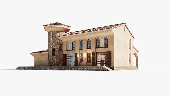 Spanish Colonial Villa 3D model 2