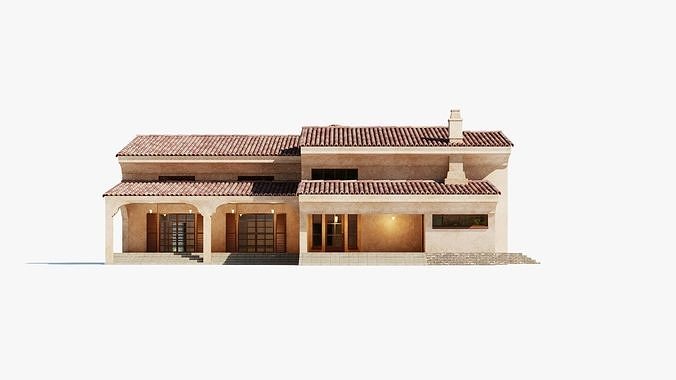 Spanish Colonial Villa 3D model 4