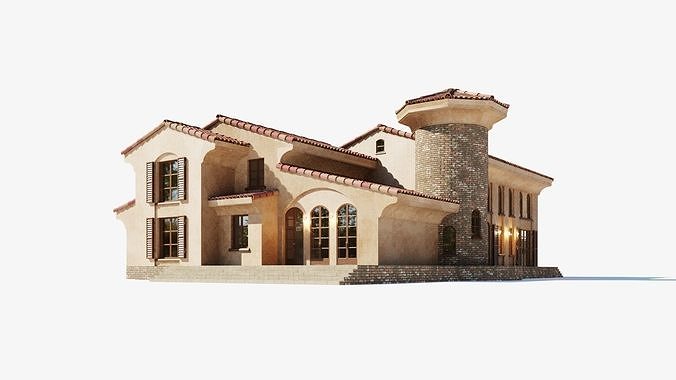 Spanish Colonial Villa 3D model 6