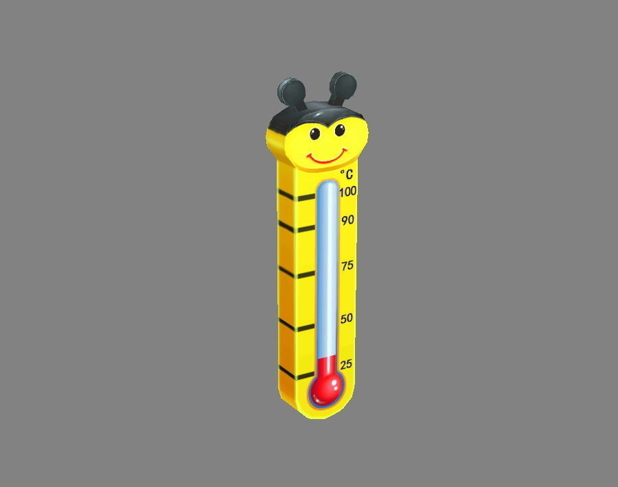 Cartoon bee shape thermometer Low-poly 3D model_1