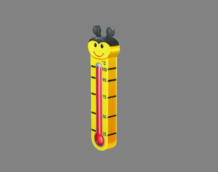 Cartoon bee shape thermometer Low-poly 3D model_2