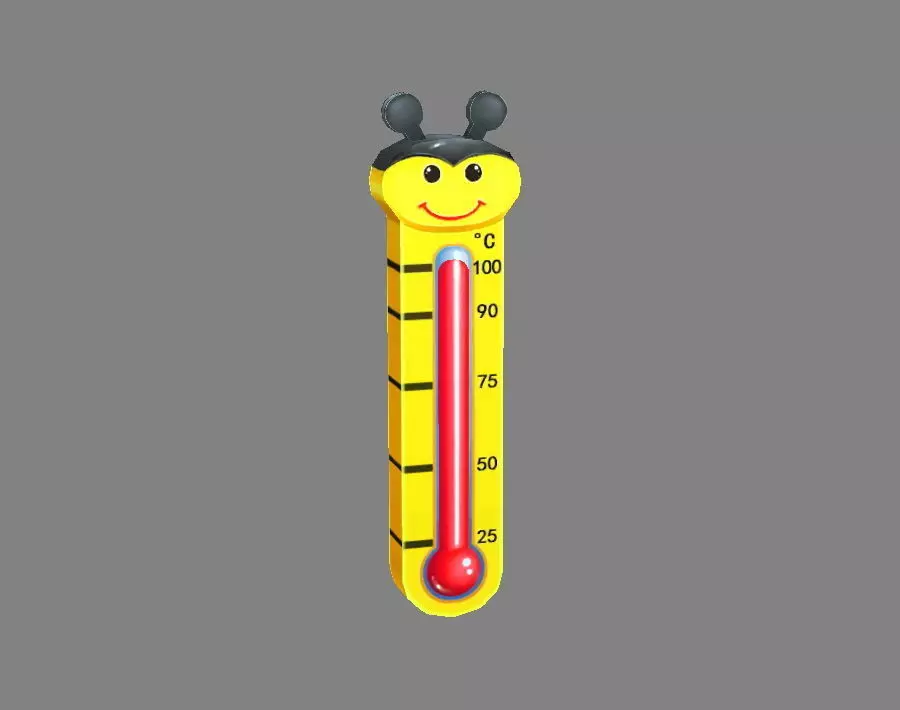 Cartoon bee shape thermometer Low-poly 3D model_0