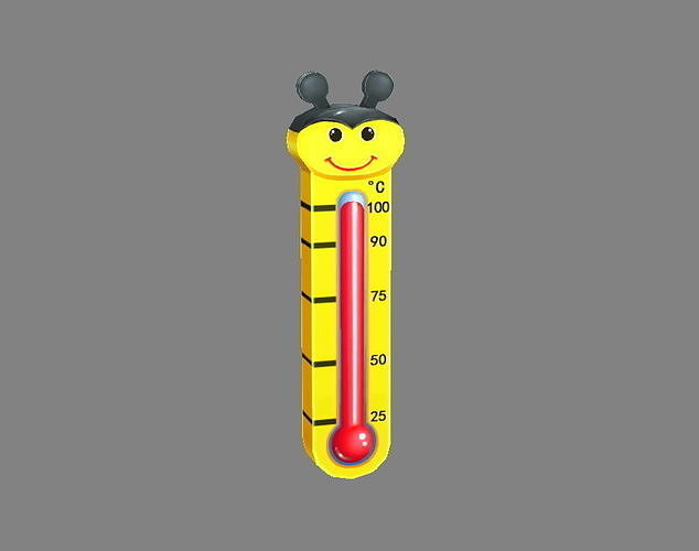 Cartoon bee shape thermometer Low-poly 3D model