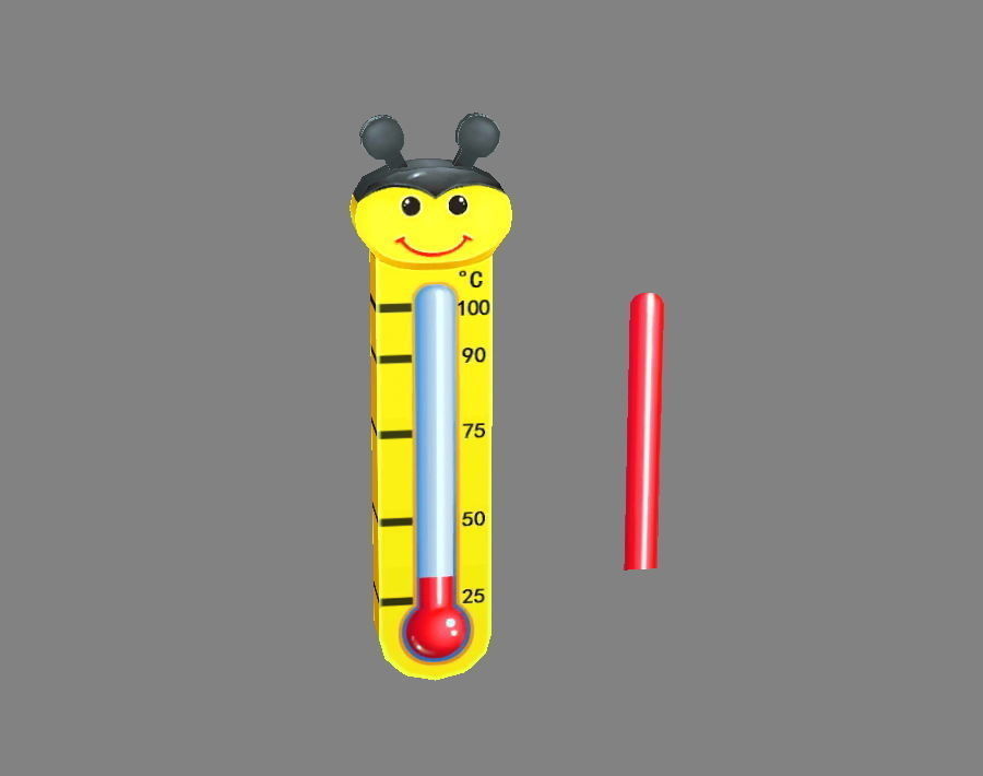 Cartoon bee shape thermometer Low-poly 3D model_3