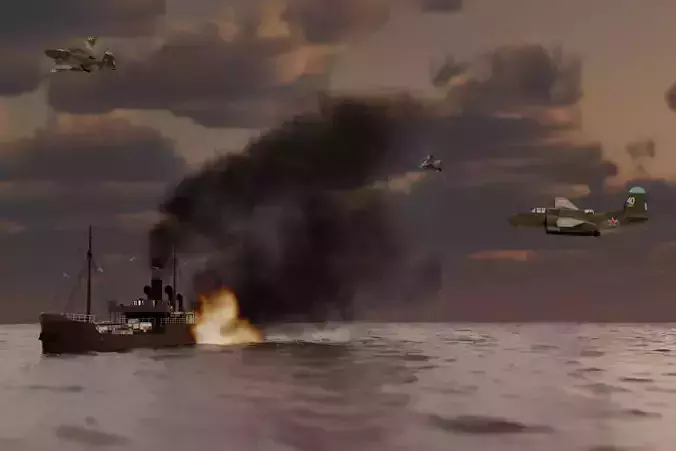 sinking of the German ship Karlsruhe by Soviet  in the Baltic