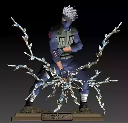 Ninja statue of anime character in frame
