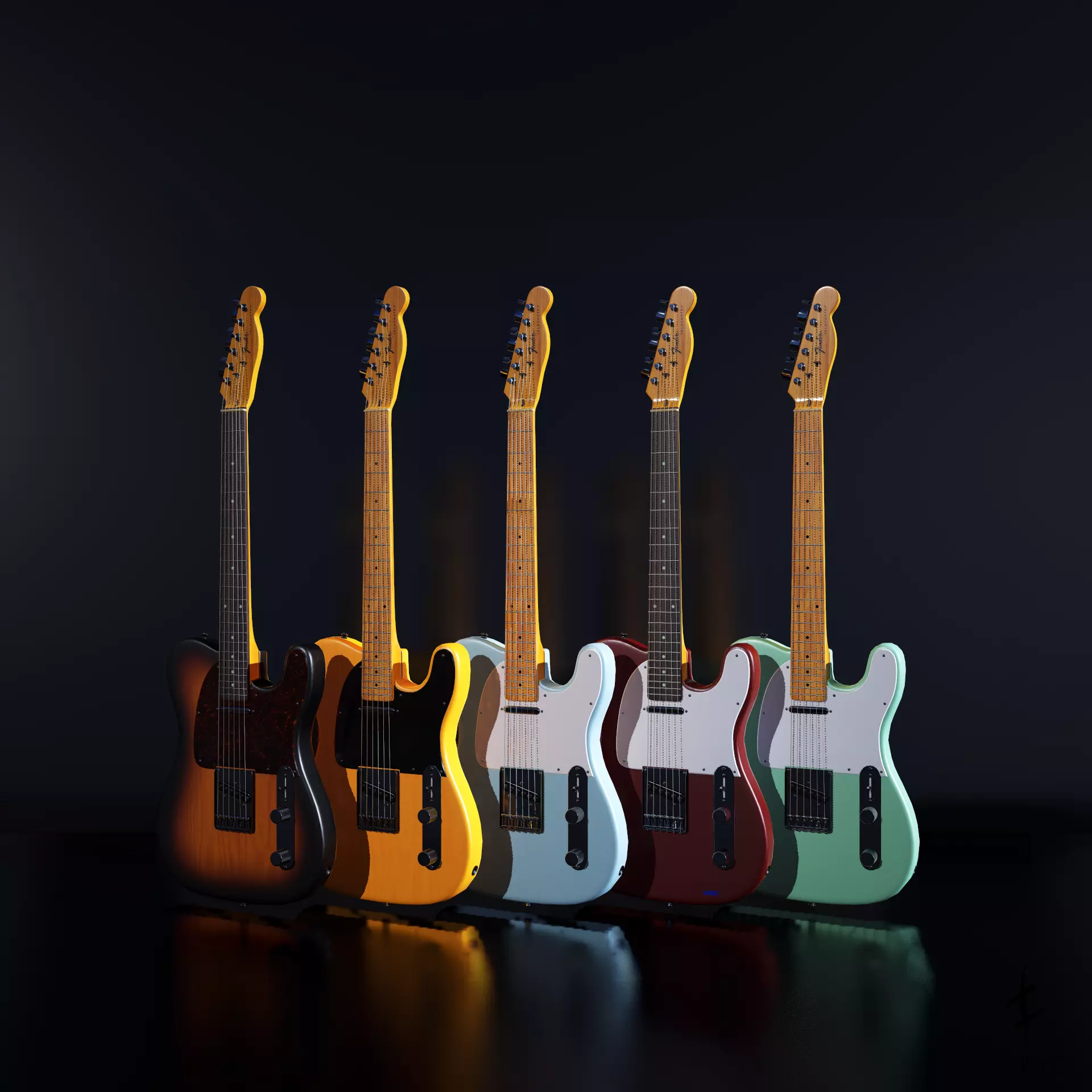 Fender Telecaster 3D Lowpoly Modell Low-poly 3D model_0