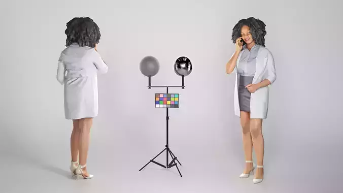 Woman in medical gown talking on mobile phone 254 Low-poly 3D model
