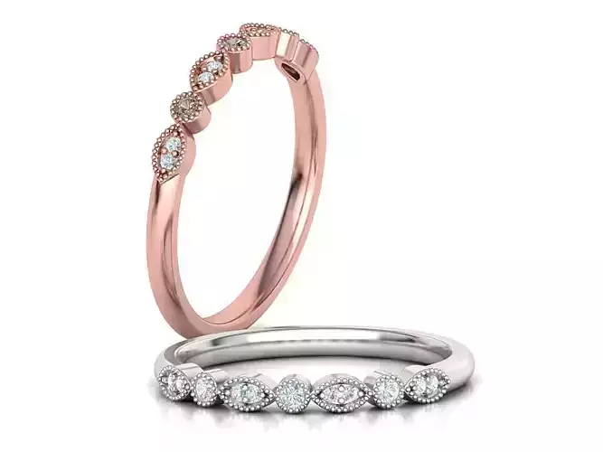 Vintage Diamond Wedding ring  Round and Marquise Shape 3D print model