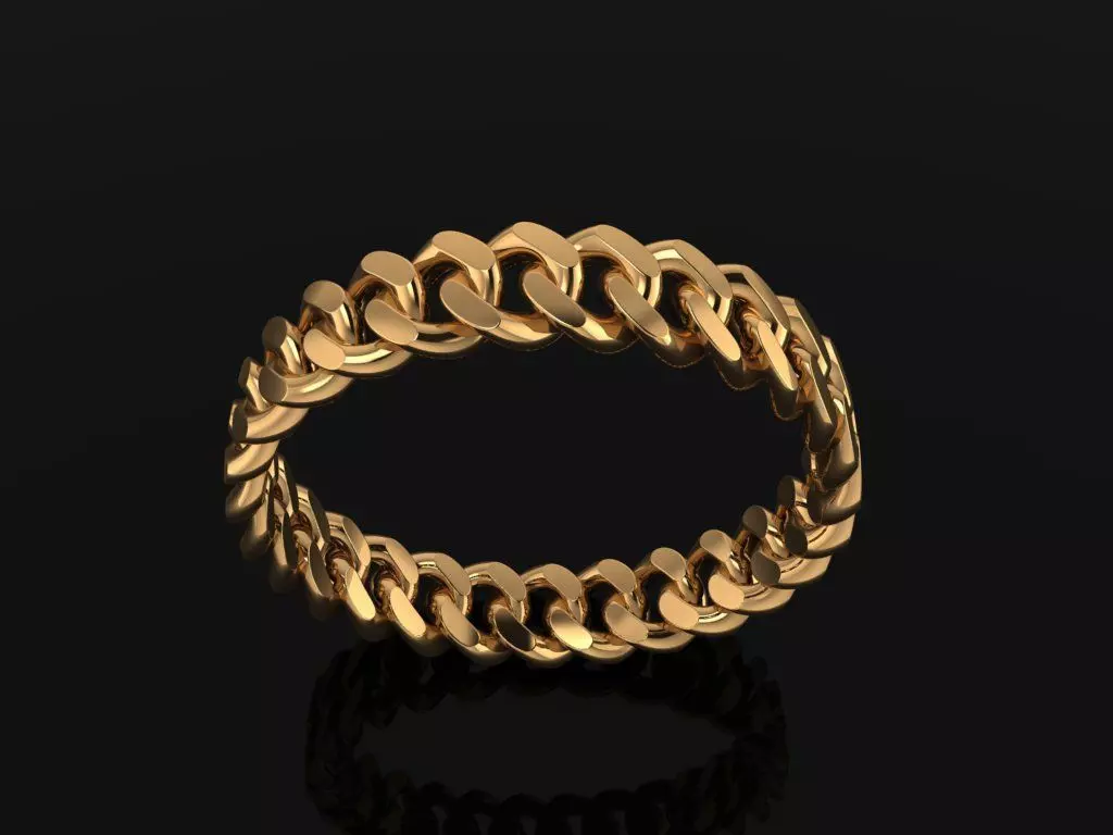 Cuban Link Band Ring SIZE 9 3D print model_0