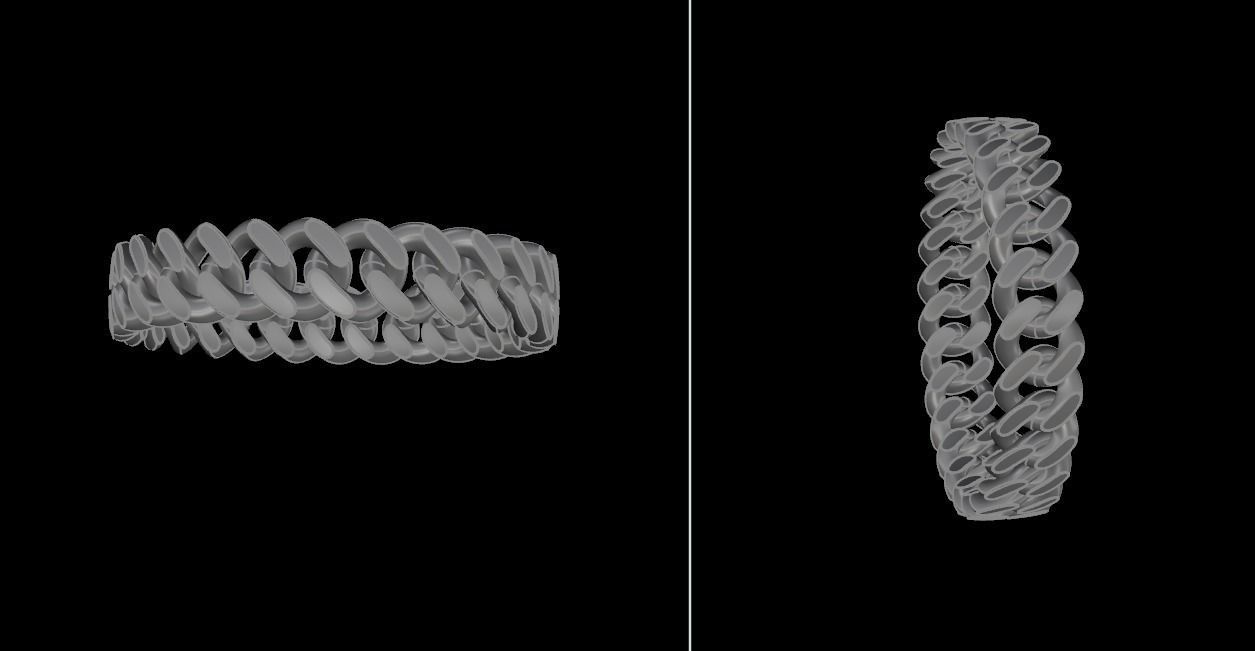 Cuban Link Band Ring SIZE 9 3D print model_10