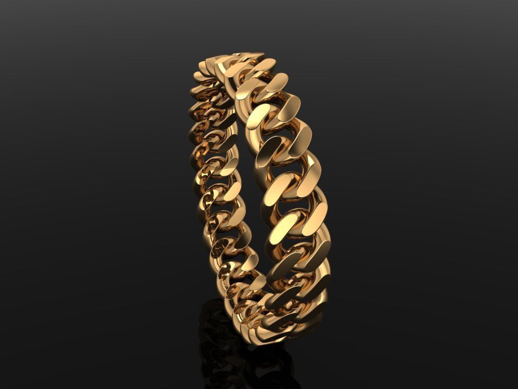 Cuban Link Band Ring SIZE 9 3D print model_2