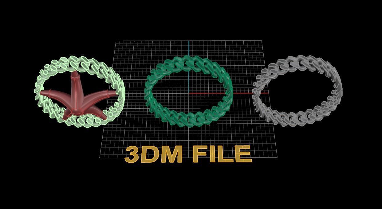 Cuban Link Band Ring SIZE 9 3D print model_3