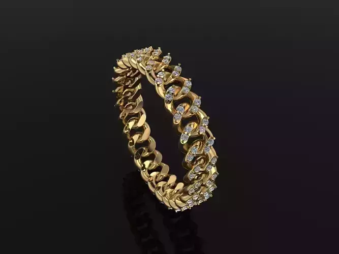 Cuban Link Diamond Band Ring SIZE 8