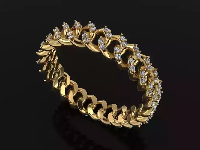 Cuban Link Diamond Band Ring SIZE 7