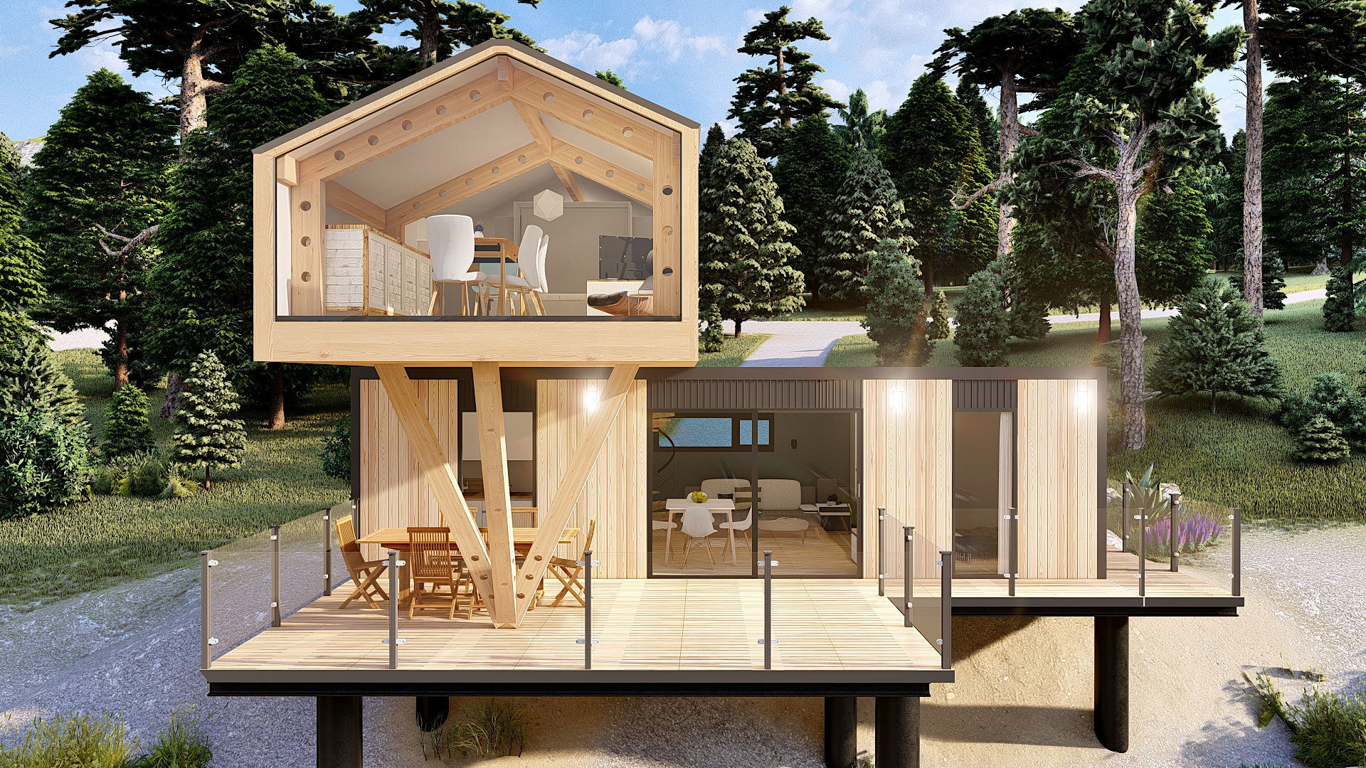 comboK2 moder 2 storey container house Low-poly 3D model_9