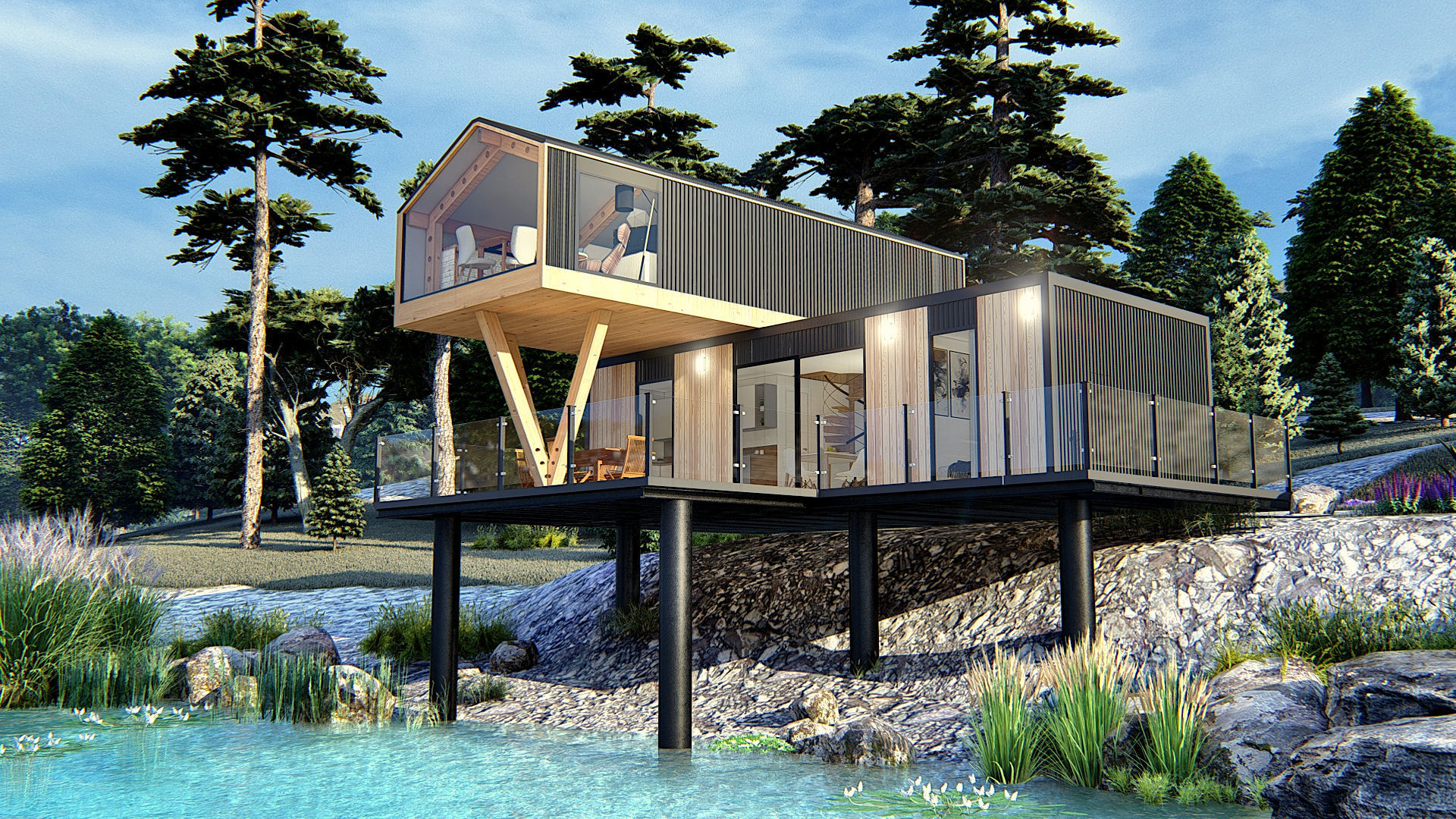 comboK2 moder 2 storey container house Low-poly 3D model_14