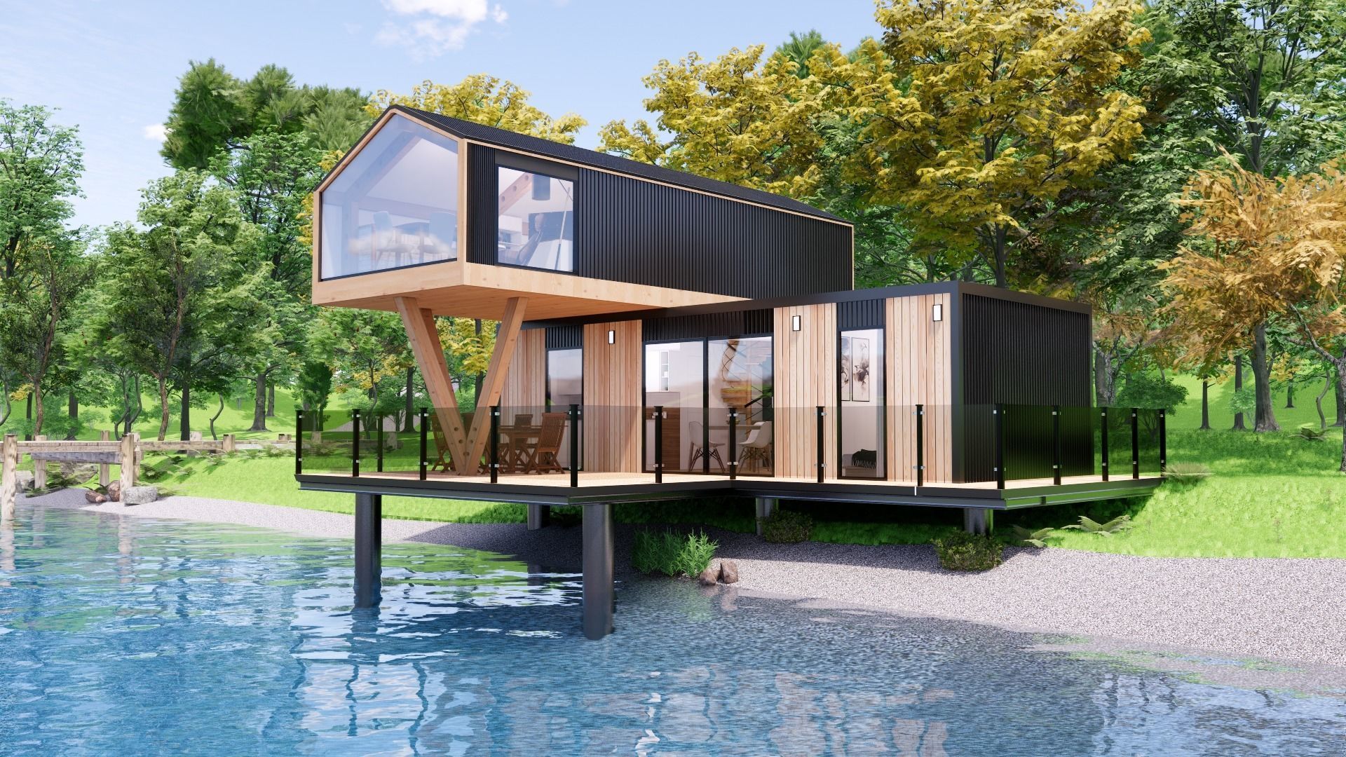 comboK2 moder 2 storey container house Low-poly 3D model_11