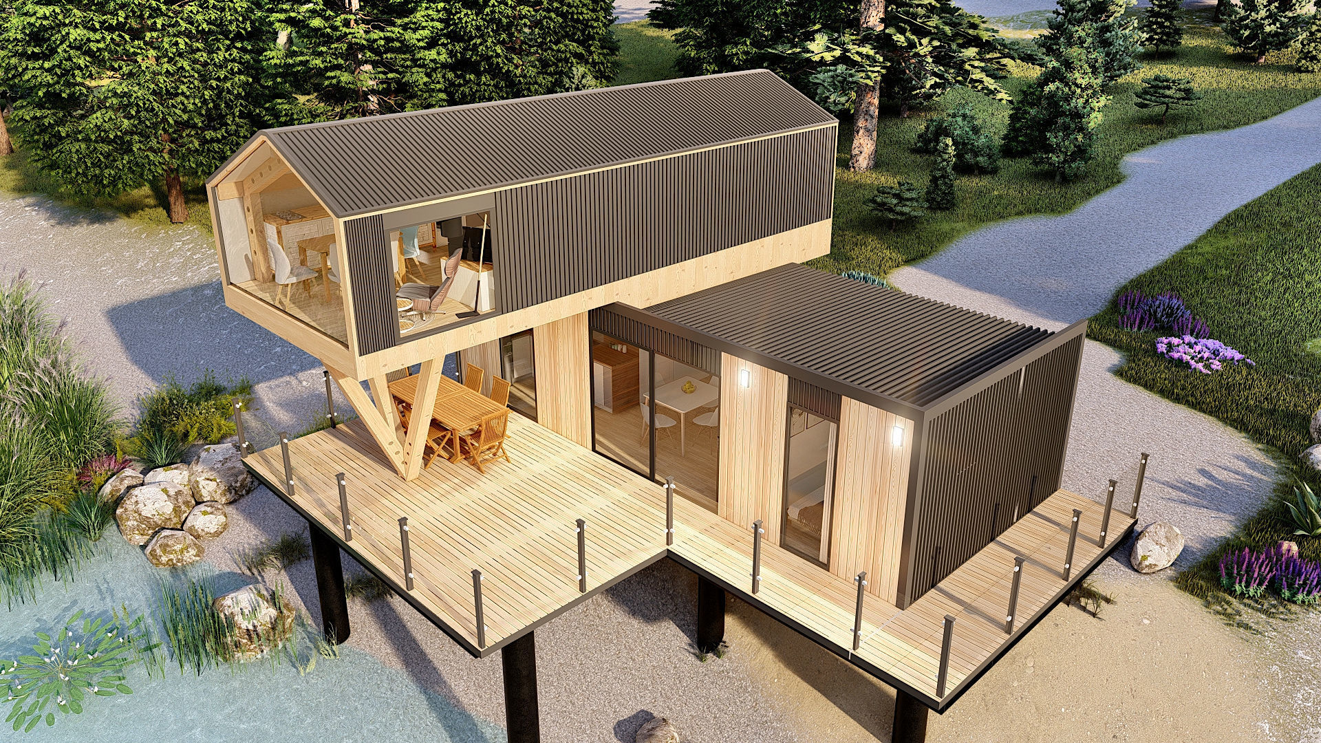 comboK2 moder 2 storey container house Low-poly 3D model_3
